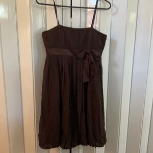 Brown Mini Cocktail Dress 100% Silk